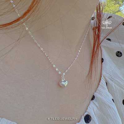 Dây chuyền bạc nữ TLEE tim phồng mix dây hoa nữ tính TLEE JEWELRY D0263