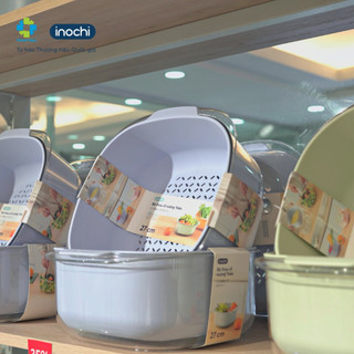 Bộ thau rổ vuông Yoko 23cm - 27cm Hàng Inochi Công nghệ ion Ag+