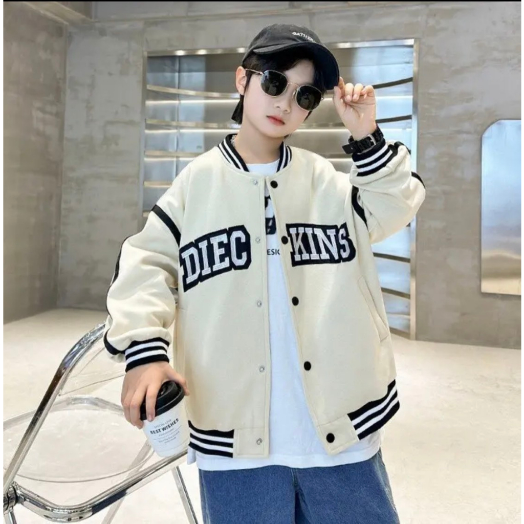 Áo khoác bé gái 17-45kg, áo bomber bé gái 4-15 tuổi mẫu chữ KINS chất nỉ cao cấp,phong cách hàn quốc bbKINS688