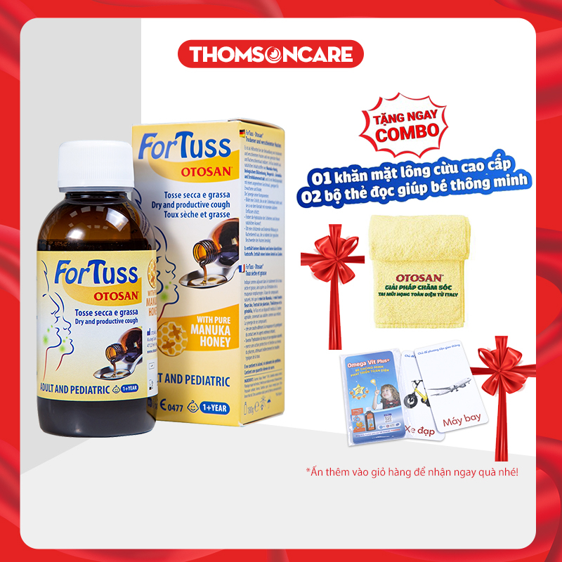 Siro giảm ho cho bé ForTuss Otosan - Hỗ trợ làm dịu cơn ho, ho khan, ho có đờm từ mật ong - Hộp 180g Nhập khẩu Châu Âu