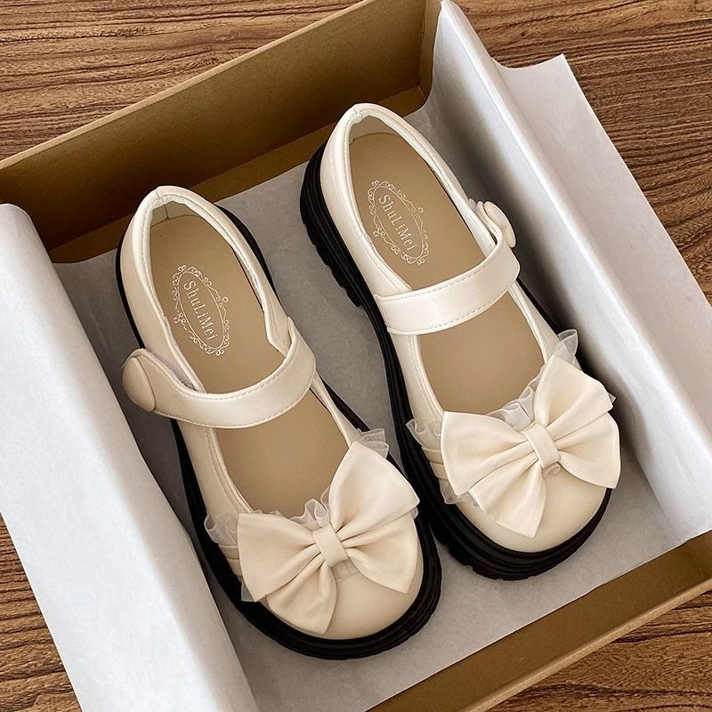 Giày nữ Lolita da mềm đính nơ, Giày JK phong cách Nhật Bản quai cài, nâng đế MSP: JK 712