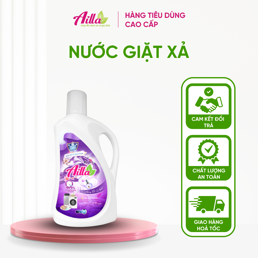 Nước Giặt Xả Kháng Khuẩn Ailla Hương Cá Ngựa Siêu Đậm Đặc An Toàn Cho Da Dùng Cho Giặt Máy Và Giặt Tay Can 1Kg