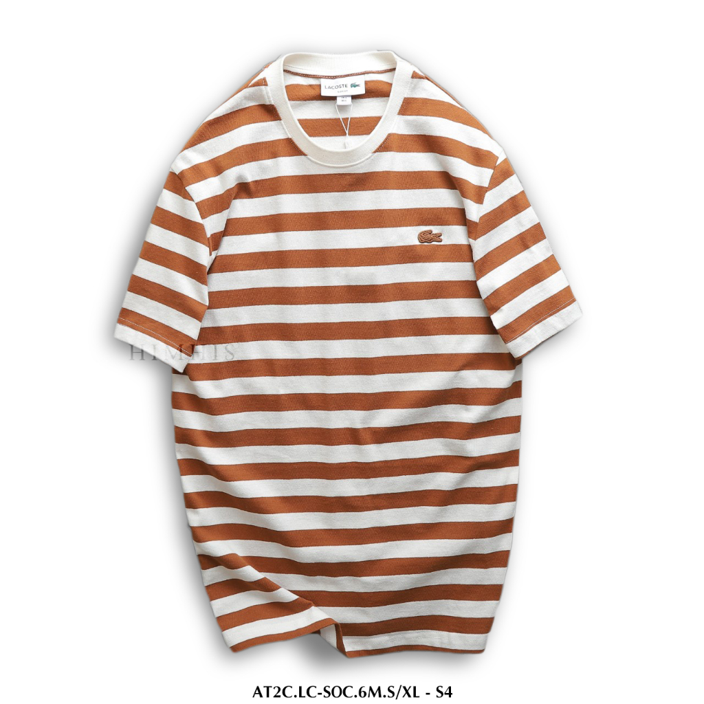 Áo thun sọc nam nữ cổ tròn tay ngắn Cotton 2 chiều chính phẩm xuất khẩu - LC