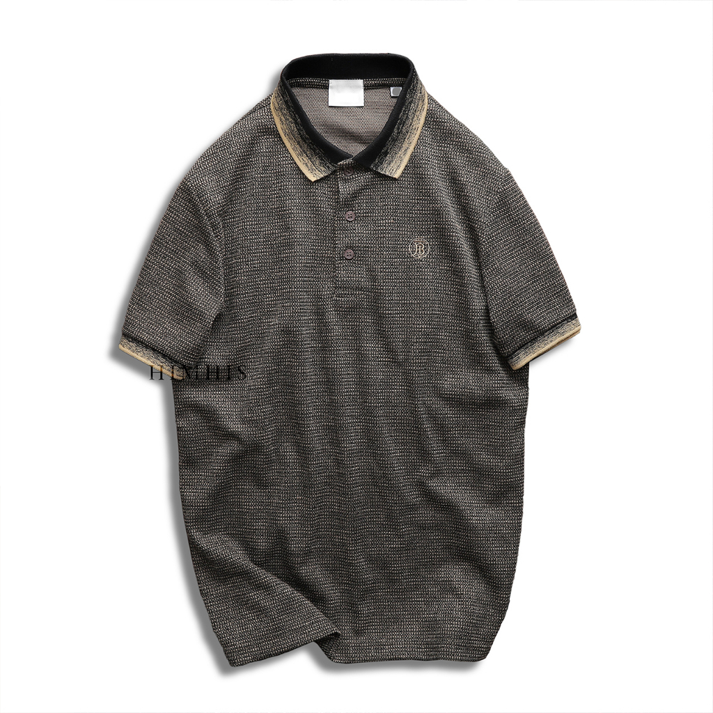 Áo thun Polo nam cổ bẻ phối viền vải Cotton gai Pique dệt kim chính phẩm xuất khẩu - LC