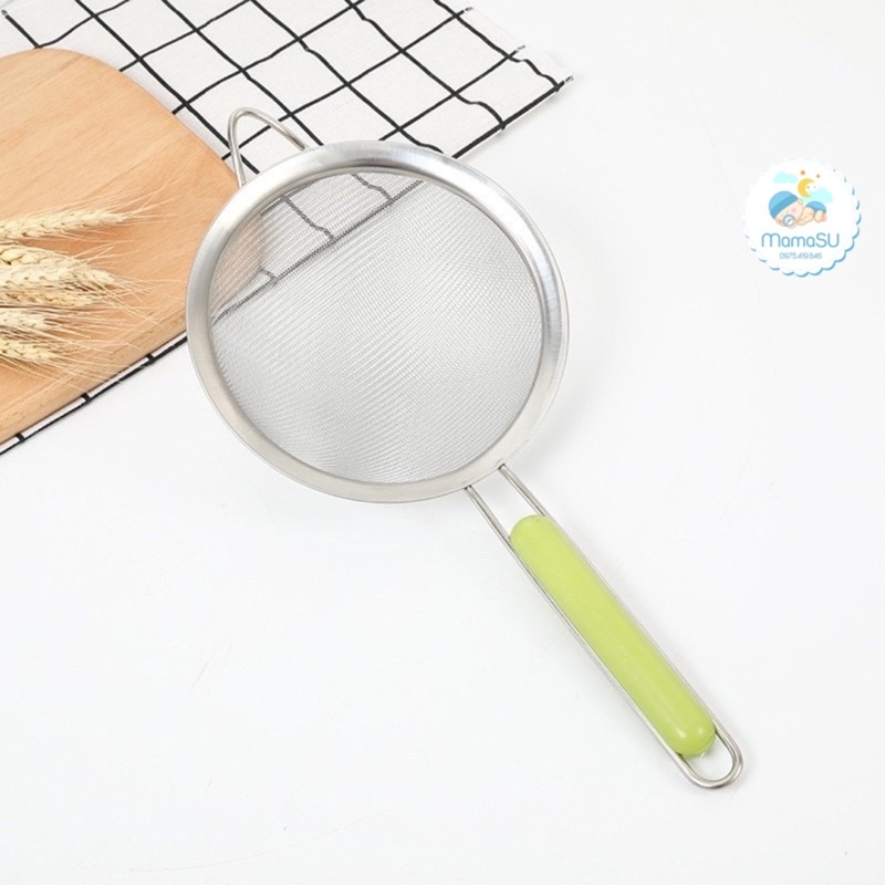 Rây Lọc Cháo Cho Bé, Rây Lọc Inox Cán Xanh Rây Đồ Ăn Dặm Cho Bé Siêu Mịn Hàng Loại 1