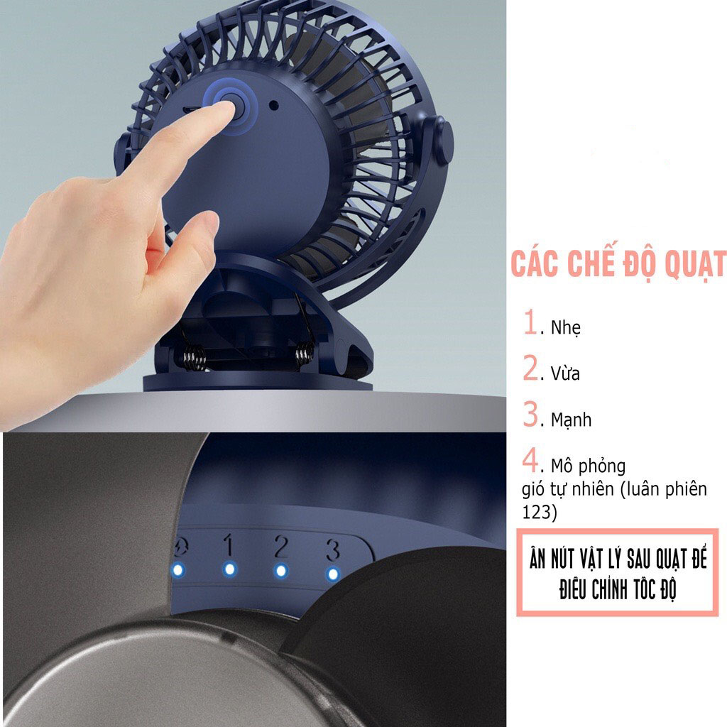 Quạt Mini 10000mah Model GF07 Quạt Tích Điện 8-12H Chuyên Dụng Cho Học Sinh Sinh Viên Xe Đẩy Trẻ Em Văn Phòng