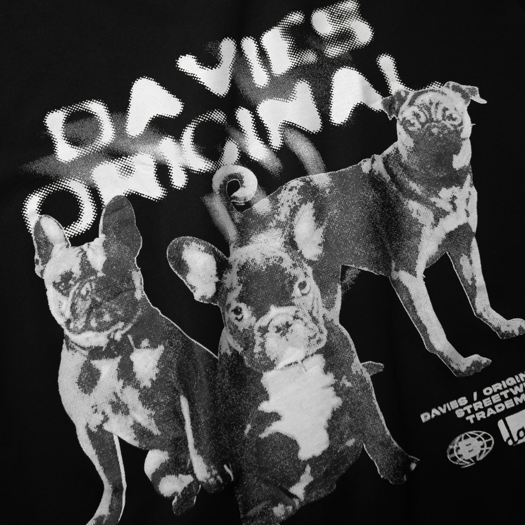 Áo phông local brand chính hãng nam nữ DAVIES form rộng thun cotton màu đen, xám nhạt Pug Crew I D26-T6