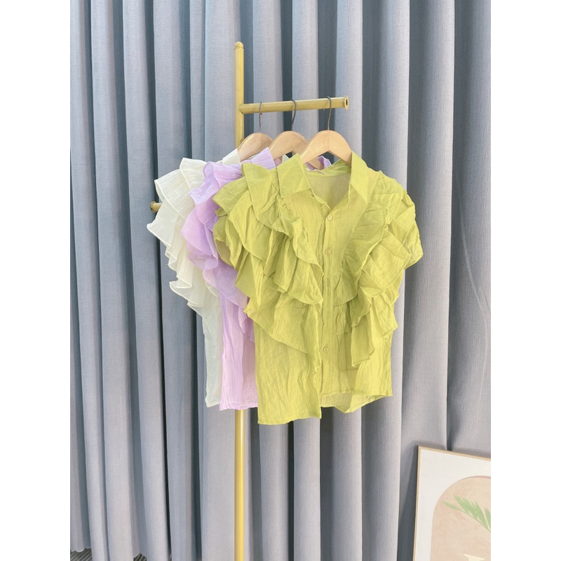 Áo sơ mi cổ bèo đũi tơ , áo sơ mi hottrend 3m