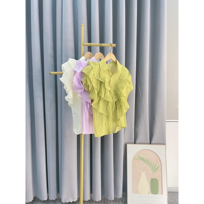 Áo sơ mi cổ bèo đũi tơ , áo sơ mi hottrend 3m