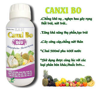 Chai 500ml - Phân Bón Lá Canxi Bo Sữa Giúp Giữ Bộ Nụ, Hạn Chế Rụng Nụ, Lớn Trái Nhanh, Chống Nứt Trái.