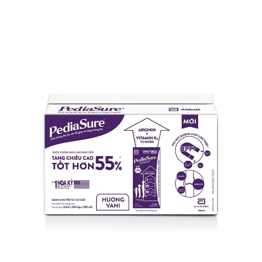 [Date T7/24] Thùng 48 Hộp Sữa nước Pediasure Vani ít ngọt 180ml