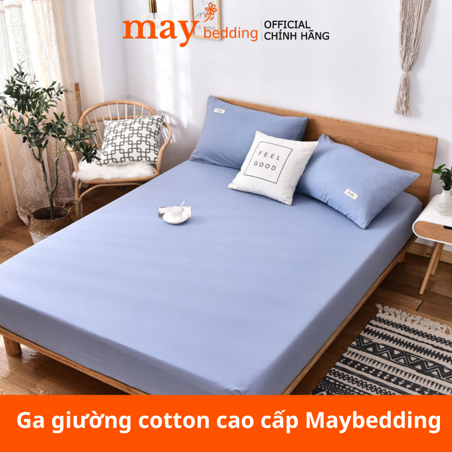 Ga giường cotton cao cấp Maybedding đệm lò xo (kèm 2 vỏ gối). Bộ drap trải nệm Tici bọc đệm 1m2 1m6 1m8 2m2