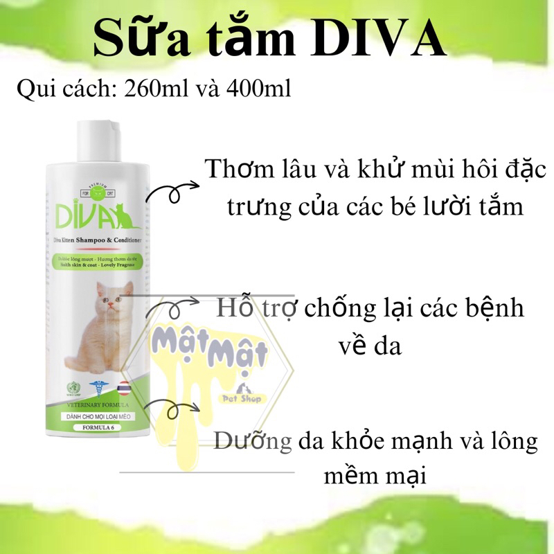 Sữa tắm cho mèo Diva 260ml và 400ml