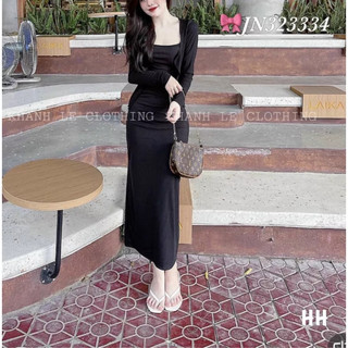 Sét 2 món đầm 2 dây dáng dài body kèm khoác cardigan sang chảnh co giãn 4 chiều