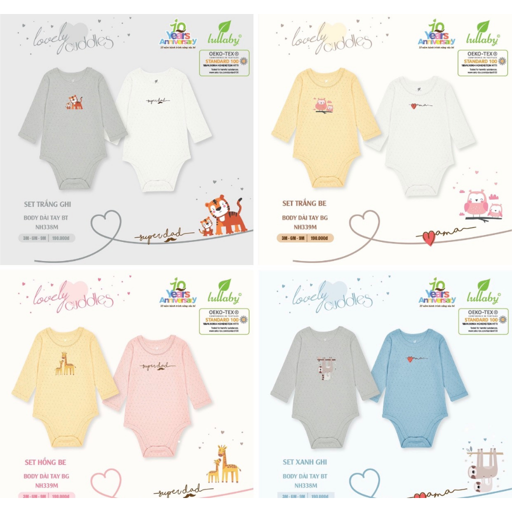 Set 2 body thông hơi Lullaby Nh339m