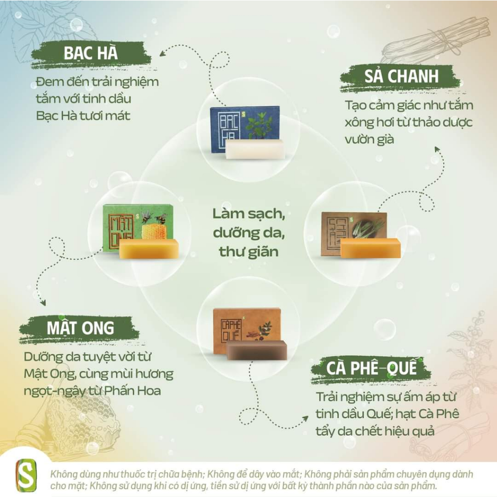 Xà Phòng Sinh Dược Thiên Nhiên 100% Tự Nhiên Đủ Loại