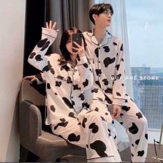 Bộ ngủ pijama bò sữa tay dài quần dài siêu hot