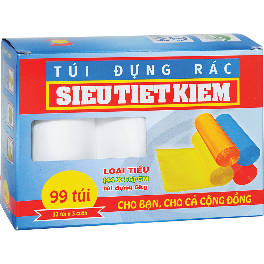 01 hộp (3 cuộn) túi rác siêu tiết kiệm loại tiểu 44x56cm (màu trắng)