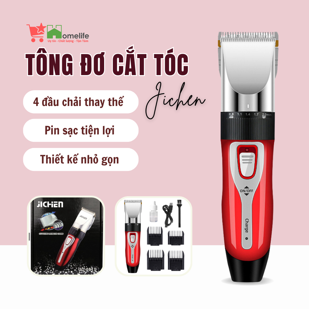 Tông Đơ Cắt Tóc Gia Đình Không Dây Jichen 0817 Cao Cấp, Sắc Bén, Êm Ái, Có Sẵn Pin Sạc, Tặng Bộ Dụng Cụ_Jc01 Tonder