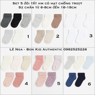 Set 5 đôi tất cotton HM JP/US sz chân của bé từ sơ sinh 6-8cm đến 16-18cm
