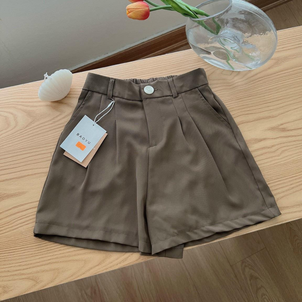 SP 47  Quần sooc trơn cạp chun sau