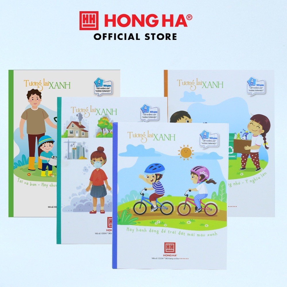 Combo 10 quyển Vở Class Tương Lai Xanh (Hồng Hà) 4 ô ly 96 trang định lượng 100gsm - 0304