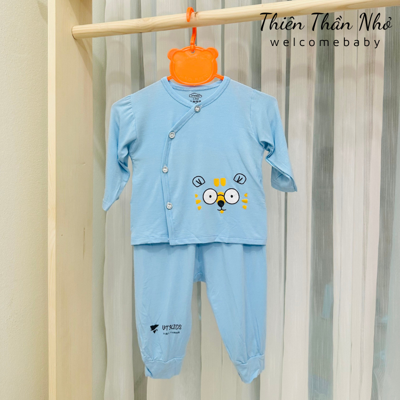 Bộ Sơ Sinh Dài Tay Cài Chéo Chất Cotton Thun Lạnh Siêu Mềm, Mát Cho Bé Trai, Bé Gái Từ Sơ Sinh