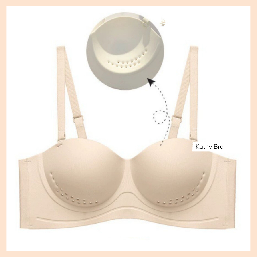B62 Áo Ngực Su Thông Hơi KATHY BRA Cúp Ngang Không Gọng Đệm Mỏng Chất Su Đúc Không Đường May Siêu Thoáng