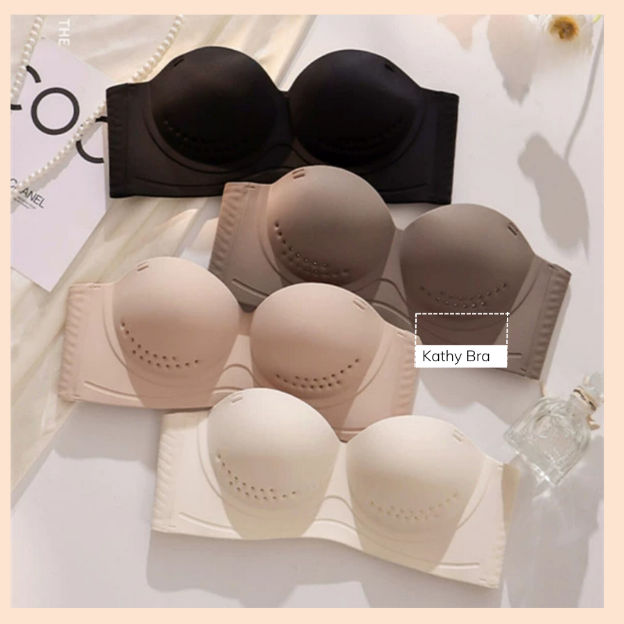 B62 Áo Ngực Su Thông Hơi KATHY BRA Cúp Ngang Không Gọng Đệm Mỏng Chất Su Đúc Không Đường May Siêu Thoáng