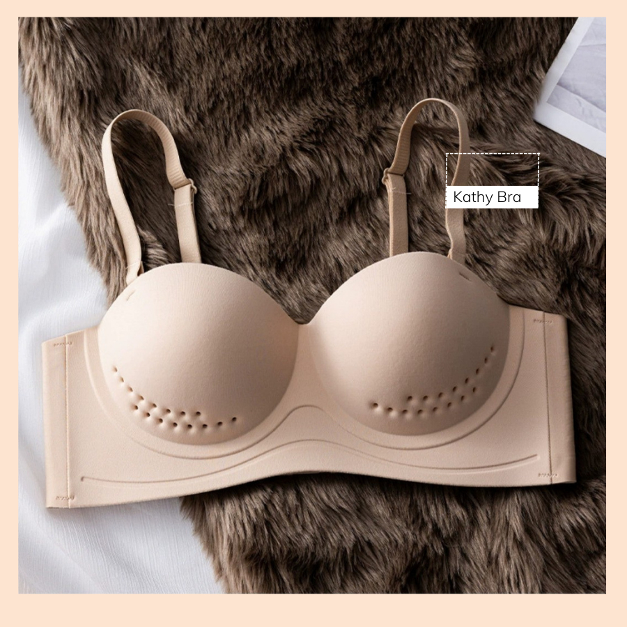 B62 Áo Ngực Su Thông Hơi KATHY BRA Cúp Ngang Không Gọng Đệm Mỏng Chất Su Đúc Không Đường May Siêu Thoáng