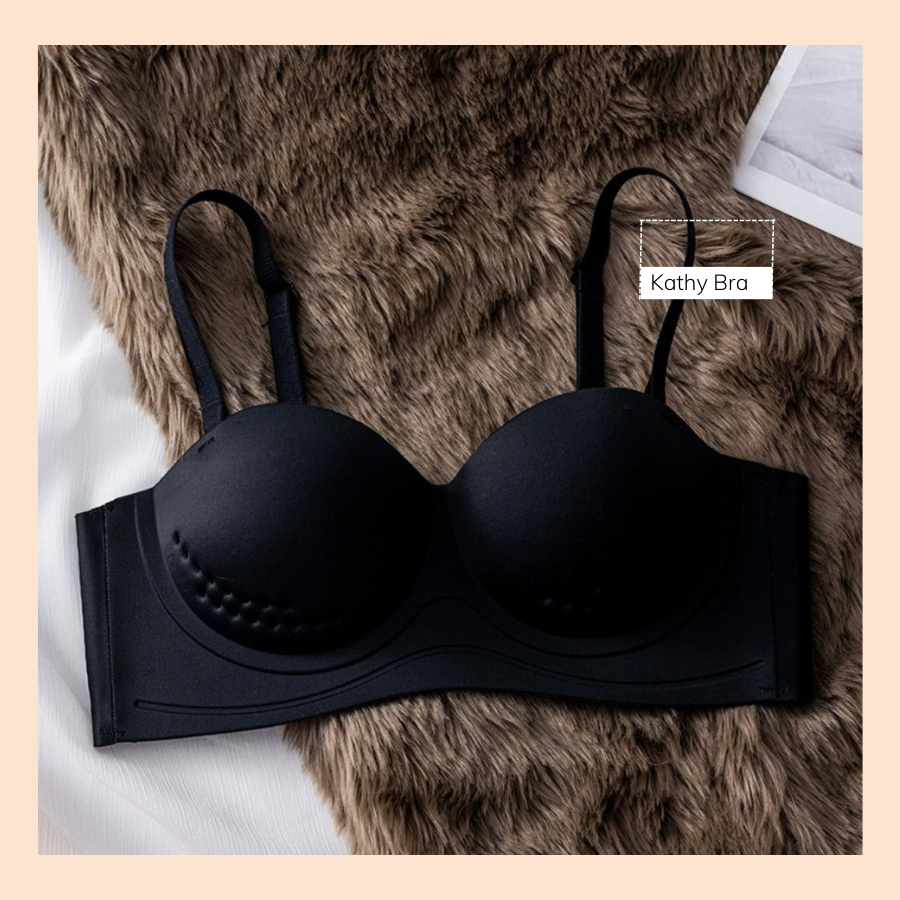 B62 Áo Ngực Su Thông Hơi KATHY BRA Cúp Ngang Không Gọng Đệm Mỏng Chất Su Đúc Không Đường May Siêu Thoáng