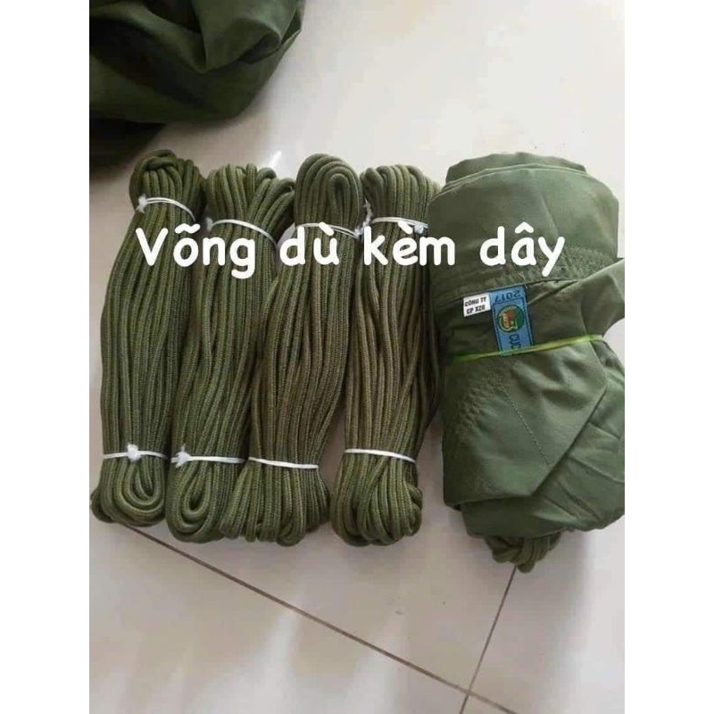 Combo võng dù xanh +cuộn dây 16m