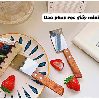 Dao rọc giấy mini, dao unboxing, giao rọc giấy độc lạ, dao rọc giấy cán gỗ, dao mini cắt được, dao cắt bánh decor