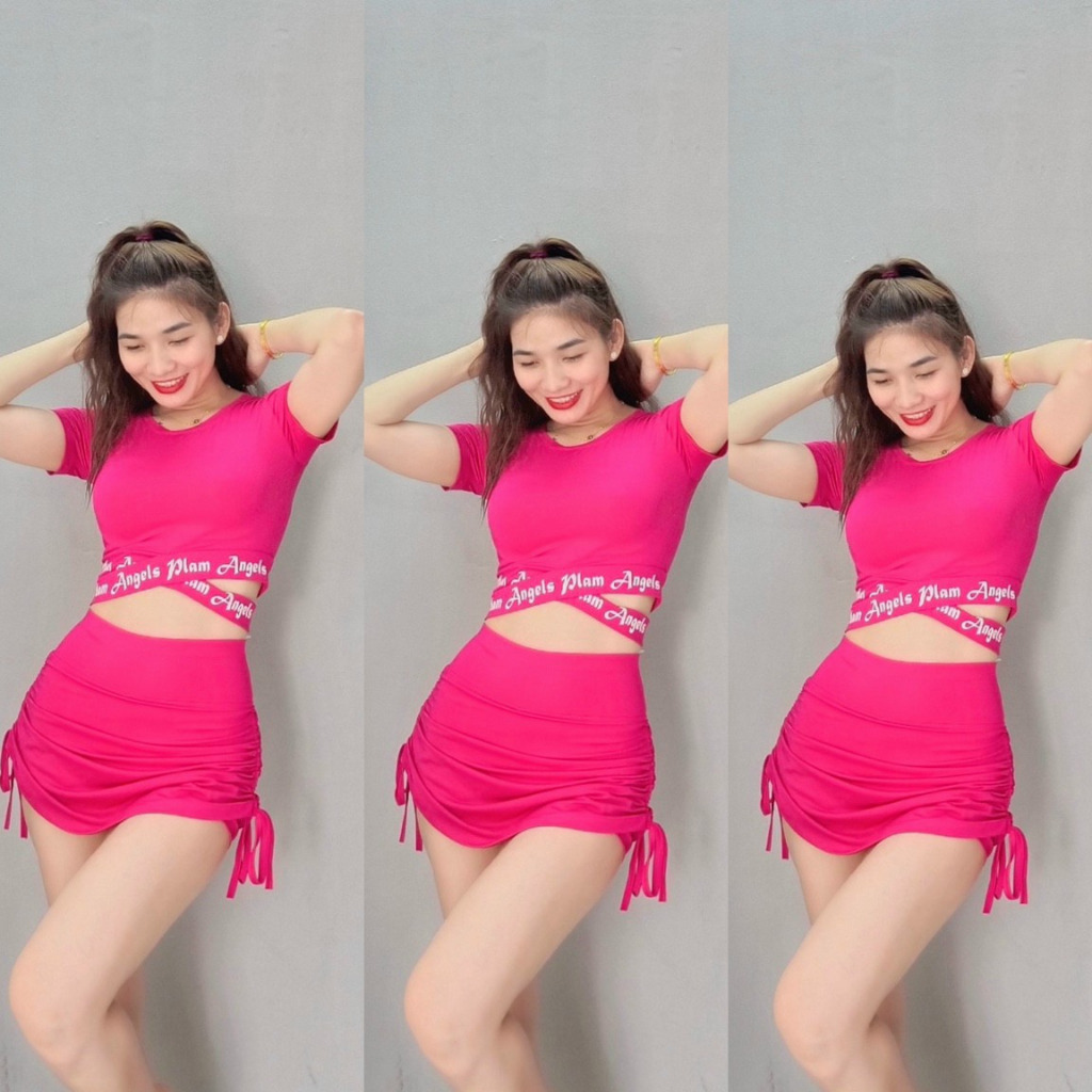Sét bộ croptop sét chân váy rút 2 lớp V35