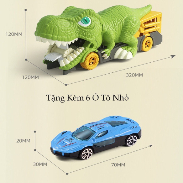 Đồ Chơi Khủng Long Ăn Xe Hơi, Mô Hình Đồ Chơi Khủng Long Nuốt Xe Hơi Tặng Kèm 6 Xe
