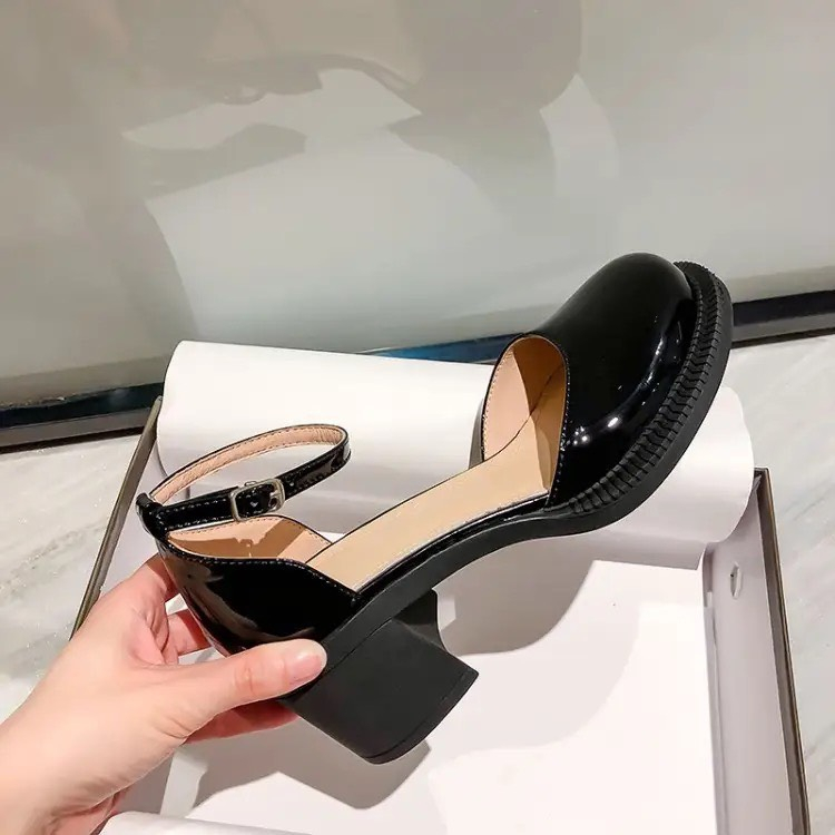 Giày nữ Mary Jane quai ngọc phối xích cao cấp