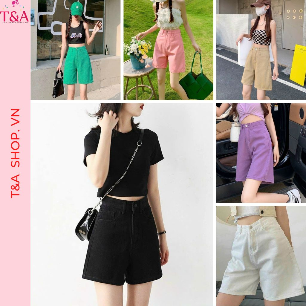 Quần Ngố Jean Nữ Ống Rộng Lưng Cao BASIC 3 Màu Phong Cách Ulzzang Hàn Quốc 520