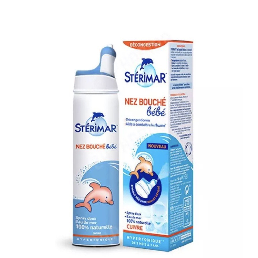 Xịt muối mũi Sterimar nước biển sâu xịt mũi cá heo vàng, cam Sterimar pháp 100ml