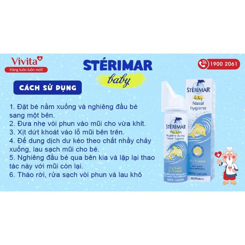 Xịt muối mũi Sterimar nước biển sâu xịt mũi cá heo vàng, cam Sterimar pháp 100ml