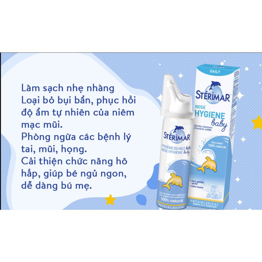 Xịt muối mũi Sterimar nước biển sâu xịt mũi cá heo vàng, cam Sterimar pháp 100ml