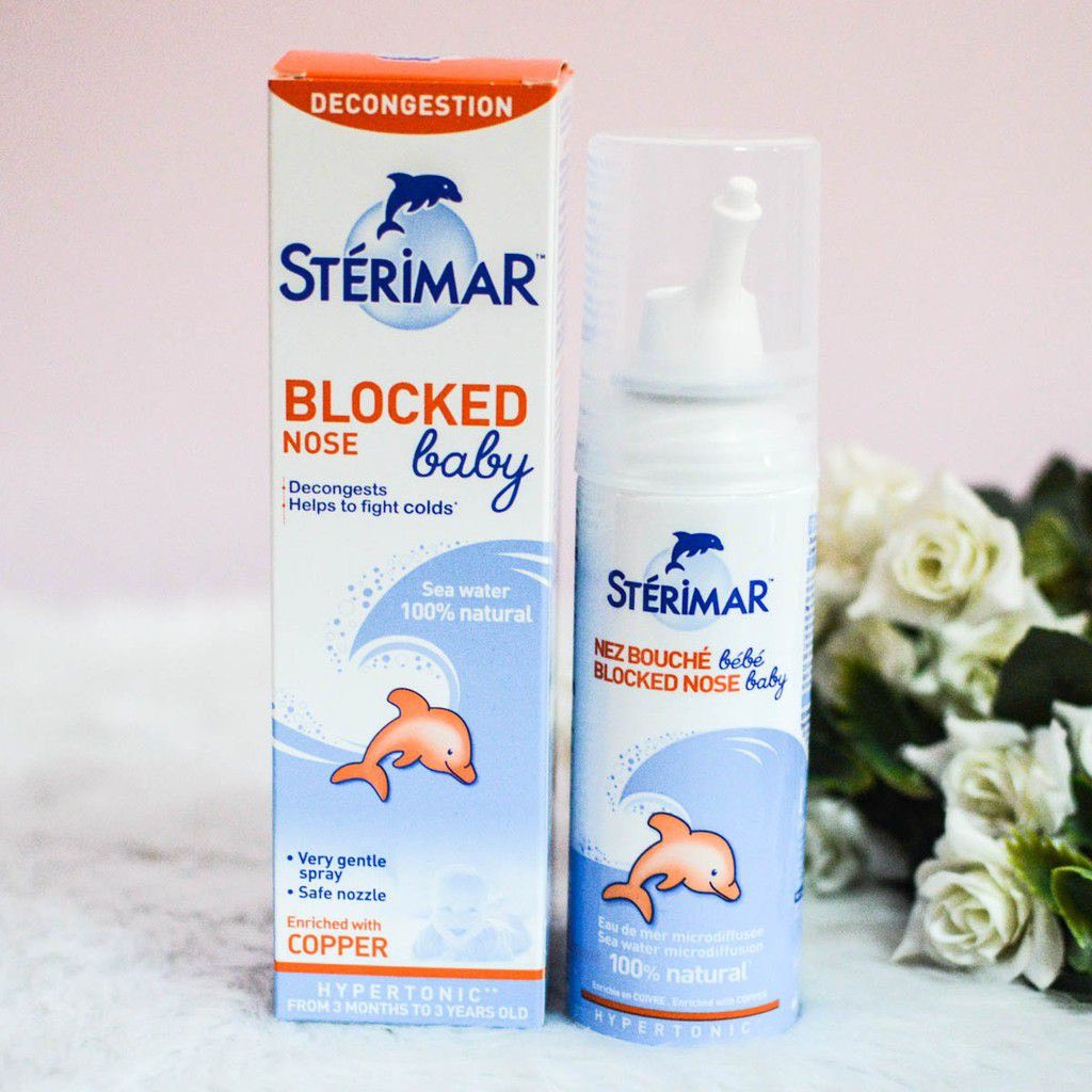 Xịt muối mũi Sterimar nước biển sâu xịt mũi cá heo vàng, cam Sterimar pháp 100ml