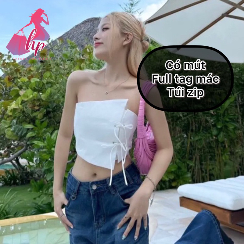 Áo ống quây croptop vạt nhọn có mút, áo ống body đan dây kiểu hàn quốc G192