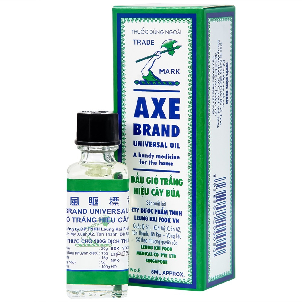 Dầu gió trắng Cây Búa Axe Brand Universal Oil hỗ trợ nhức đầu, cảm, sổ mũi (5ml)