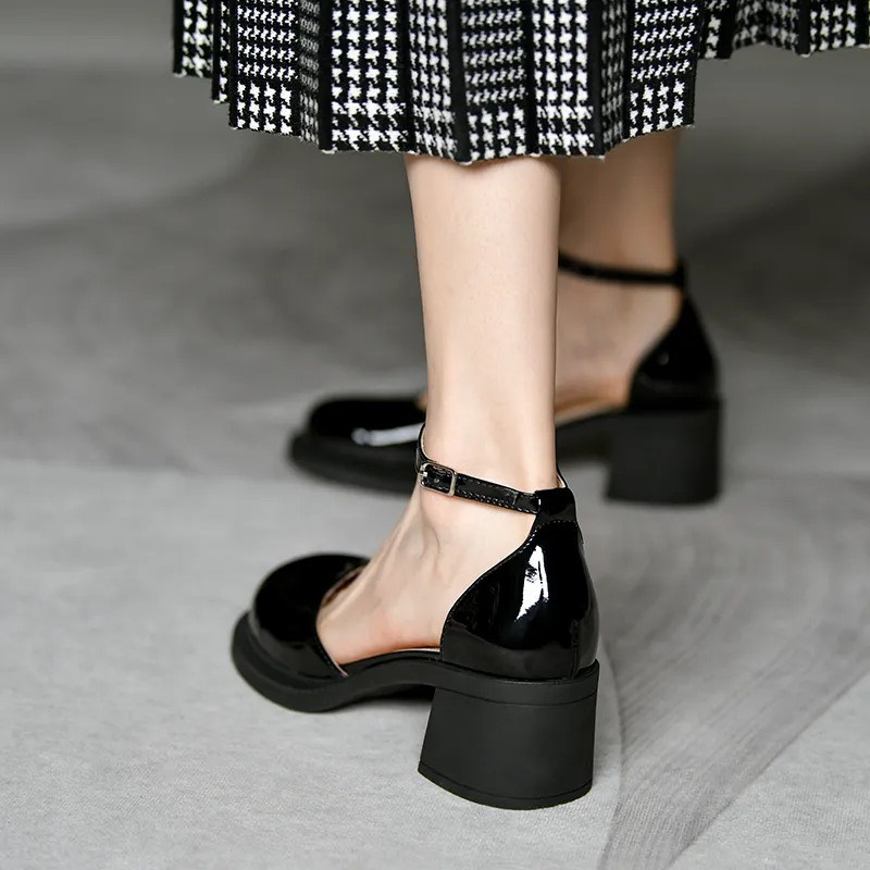 Giày nữ Mary Jane quai ngọc phối xích cao cấp