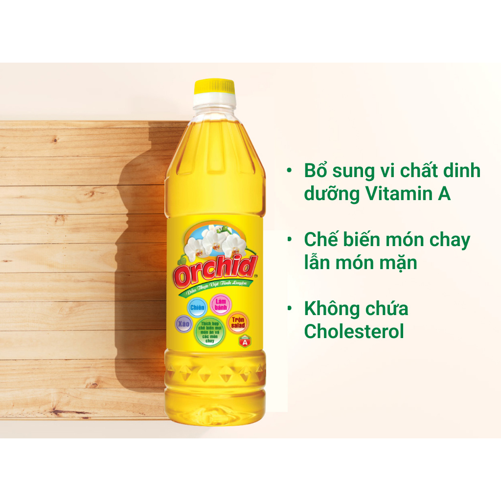 Dầu thực vật tinh luyện Orchid chai 1 lít