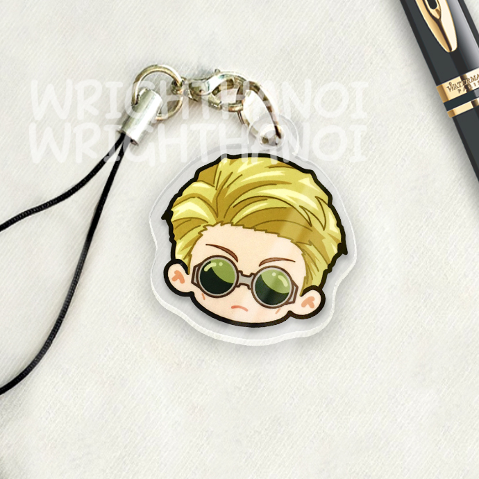 Móc treo điện thoại, dây đeo điện thoại, móc khóa acrylic Jujutsu Kaisen Gojo Getou anime chibi cute trang trí ba lô