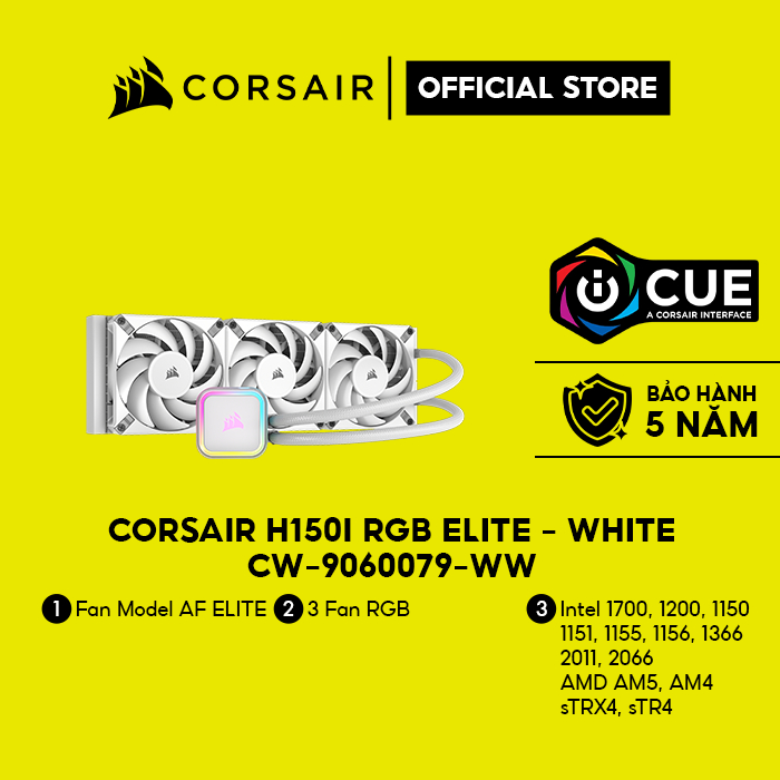 Tản nhiệt nước Corsair H150i RGB ELITE - WHITE/CW-9060079-WW