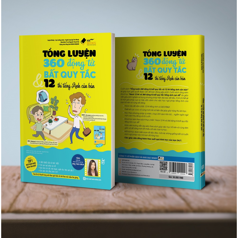 Sách - Tổng luyện 360 động từ bất quy tắc và 12 thì tiếng Anh căn bản - in màu - HITBOOKS