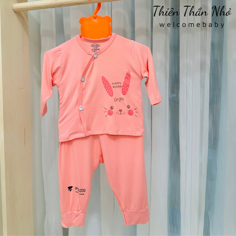 Bộ Sơ Sinh Dài Tay Cài Chéo Chất Cotton Thun Lạnh Siêu Mềm, Mát Cho Bé Trai, Bé Gái Từ Sơ Sinh