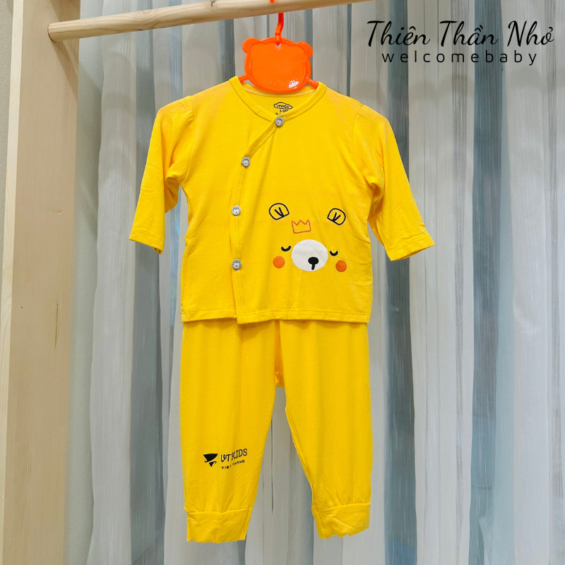 Bộ Sơ Sinh Dài Tay Cài Chéo Chất Cotton Thun Lạnh Siêu Mềm, Mát Cho Bé Trai, Bé Gái Từ Sơ Sinh